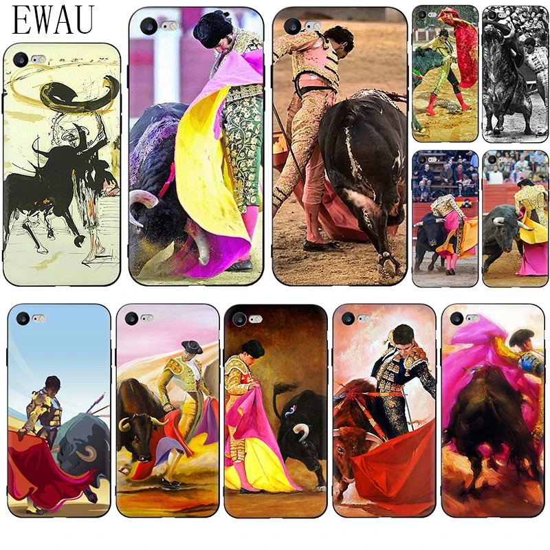 

EWAU Bullfighting Spanish Bullfight Pattern Soft Silicone phone case for iphone 5 5s SE 6 6s 7 8 plus X XR XS 11 Pro Max