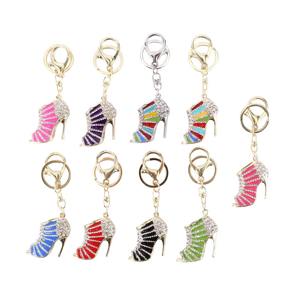 

High Heel Shoes Keychains Novelty Rhinestone Keyring Charm Handbag Key Holder Women Party Jewelry portachiavi