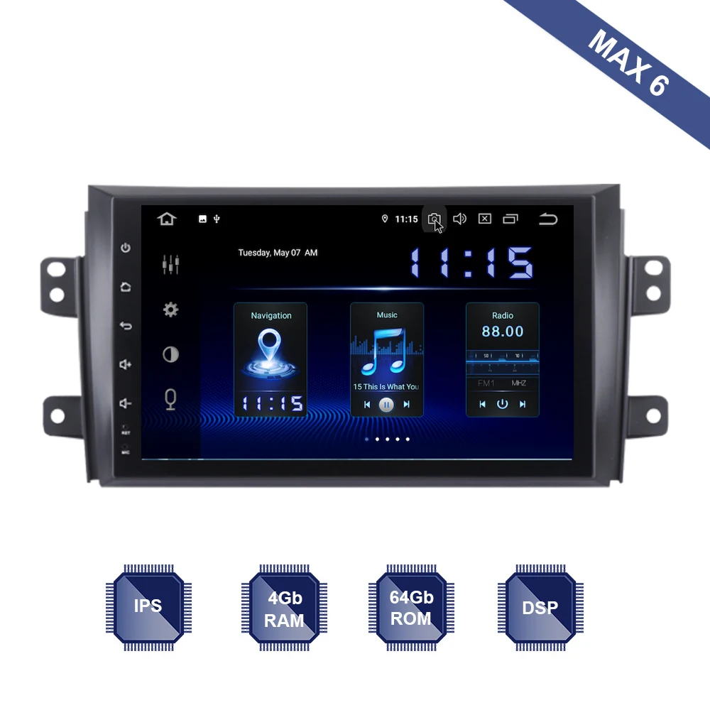 

Android 9.0 Car Radio 2 Din GPS for Suzuki SX4 2006 - 2011 PX6 DSP IPS HDMI 4Gb+64Gb RDS WIFI RDS USB Mirror-link SWC Free Map