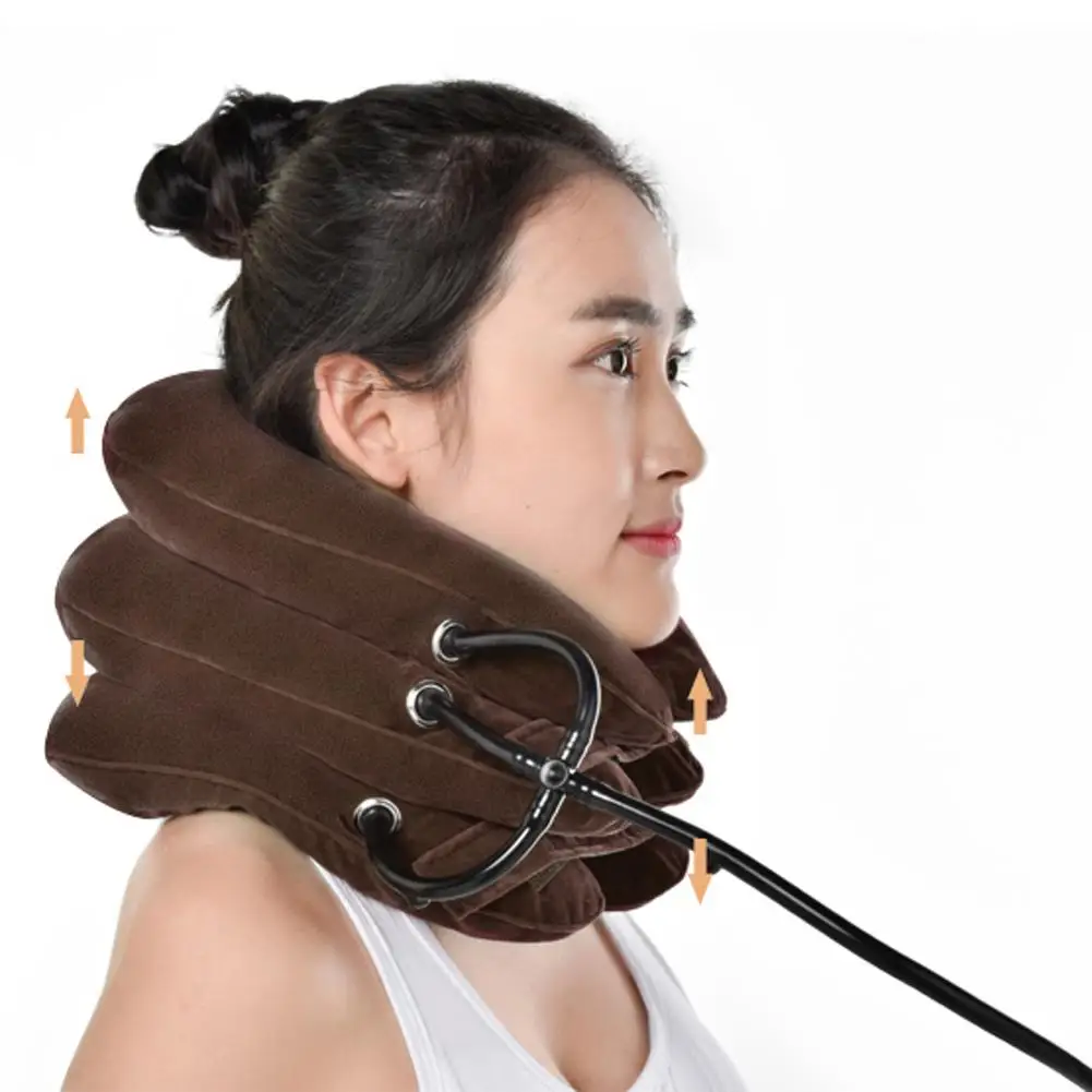 Three-layer Inflatable Neck Massage Pillow Healthcare Neck Relaxation Cervical Device Traction Drop Collar Therapy Pain Relief 4