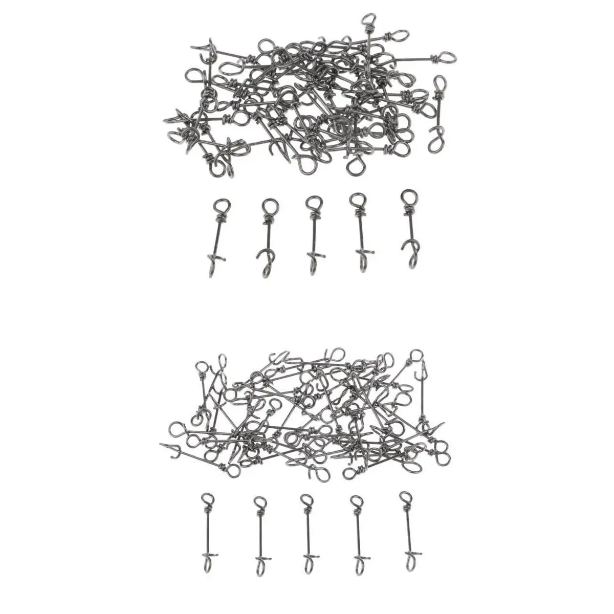 100pcs Quick Change Fishing Snaps Fishing Fastach Clip Terminal Tackle - Black