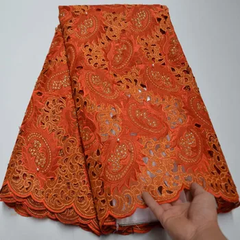 

High quality Nigerian Cotton lace fabric 2020 Latest Beads french Embroidered swiss voile lace in switzerland for Women 5yards