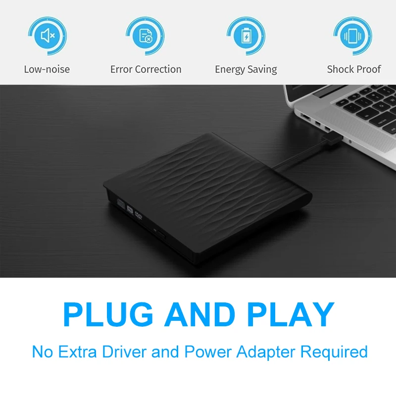  High-Speed External CD/DVD Driver Case USB 3.0 RW Burner Reader ROM Optical Drive Case For Laptop N