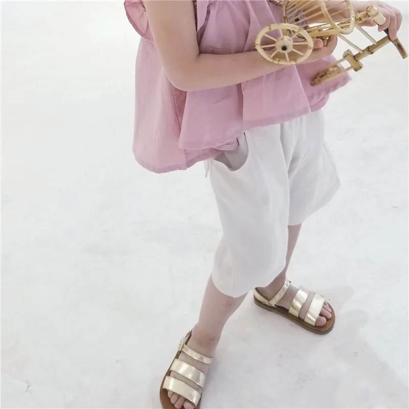 Летние детские шорты; Новинка года; стильные летние шорты для мальчиков и девочек; однотонные универсальные зауженные брюки