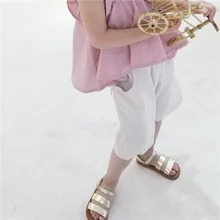 Летние детские шорты; Новинка года; стильные летние шорты для мальчиков и девочек; однотонные универсальные зауженные брюки