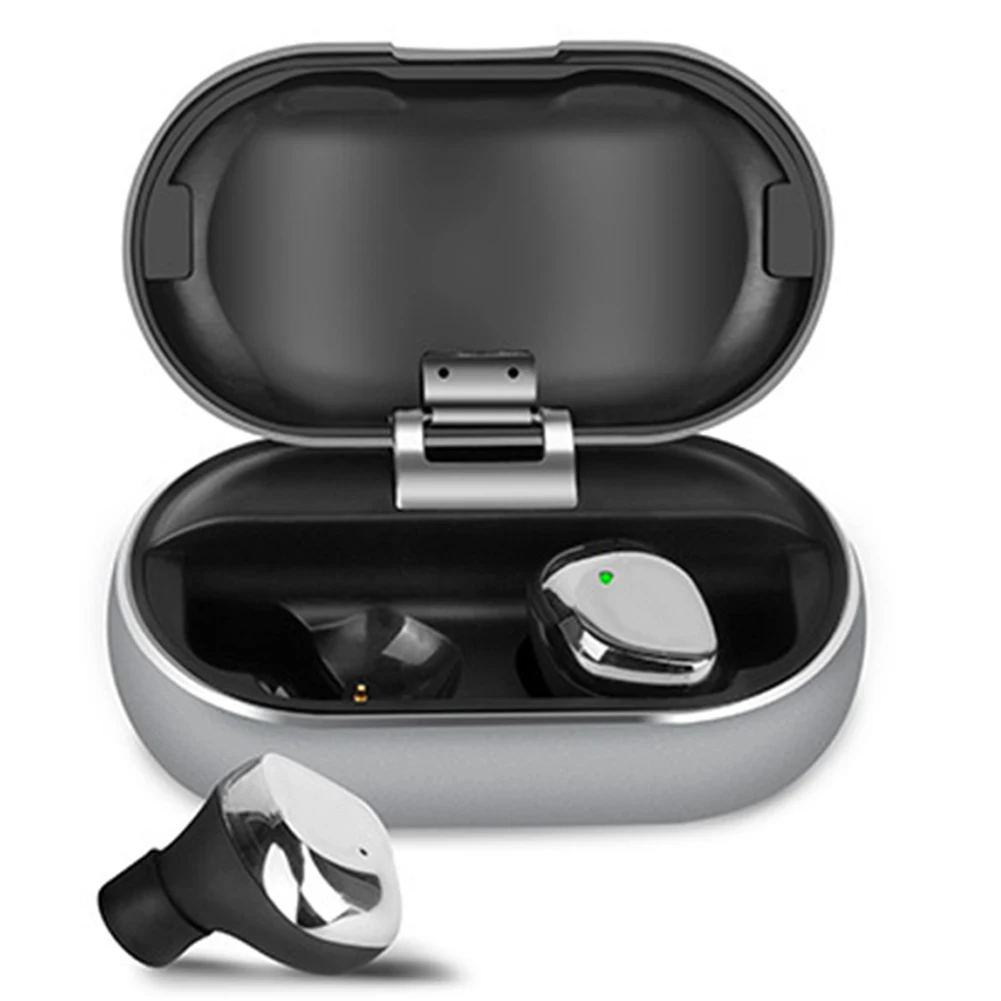 Портативный IPX7 водонепроницаемый стабильный HIFI Bluetooth 5,0 металлический эргономичный умный сенсорный беспроводной наушник с зарядной коробкой подарок в ухо - Color: Silver