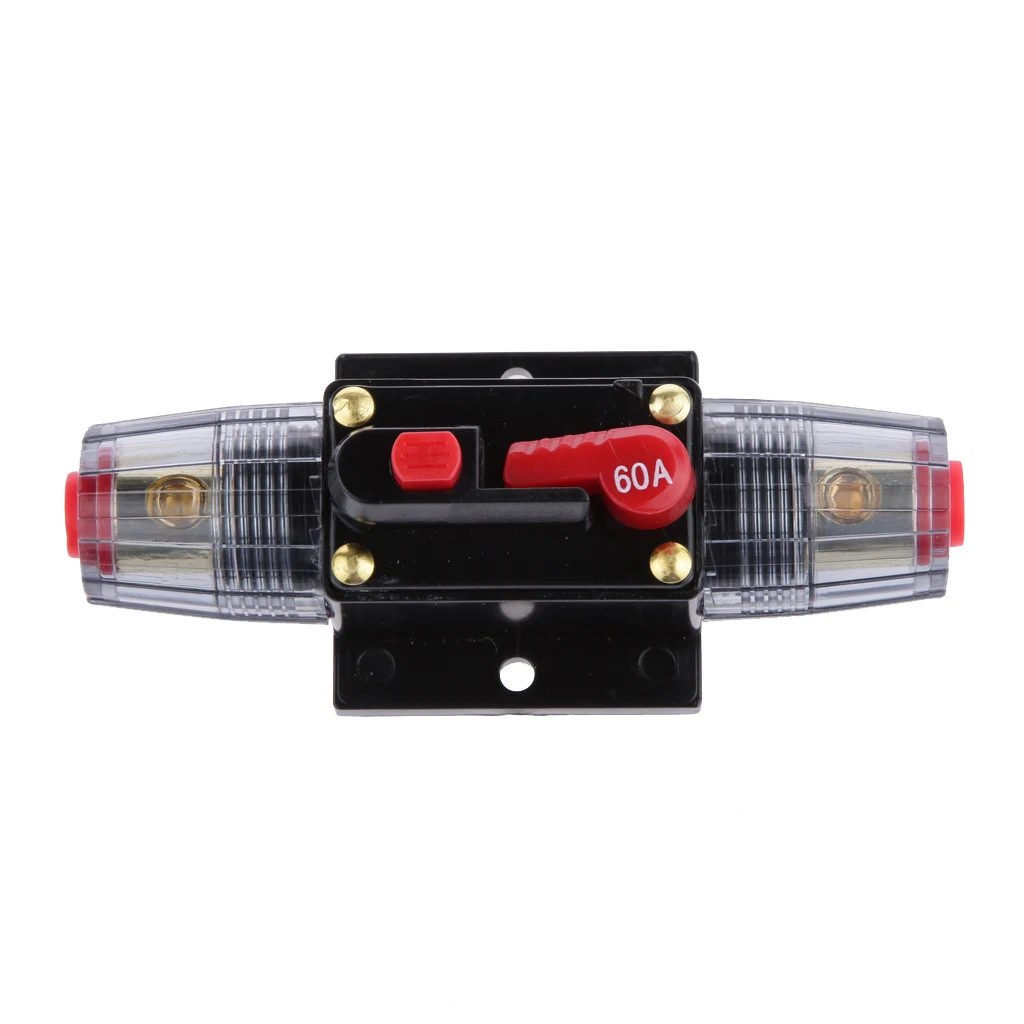 2pcs 12V-24V Inline Auto Circuit Breaker 60A Manual Reset Switch Audio Fuse