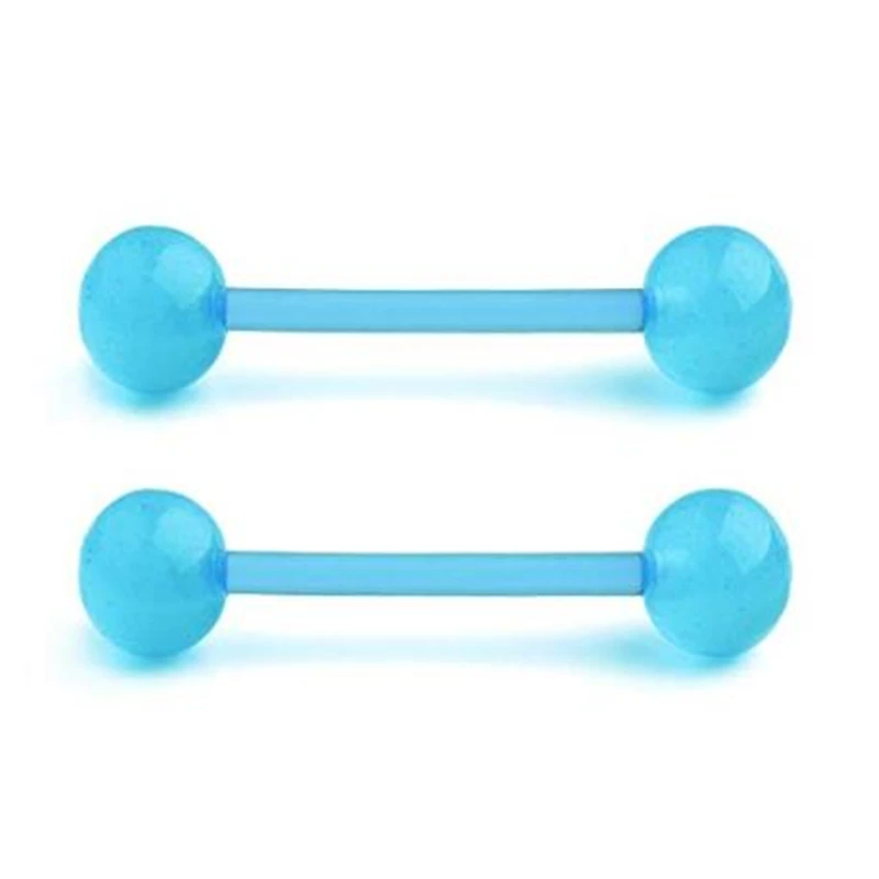 JFORYOU 14G16mm светится в темноте язык пирсинг для соска кольца фиксатор ниппель пирсинг прямая штанга гибкий акрил штанга