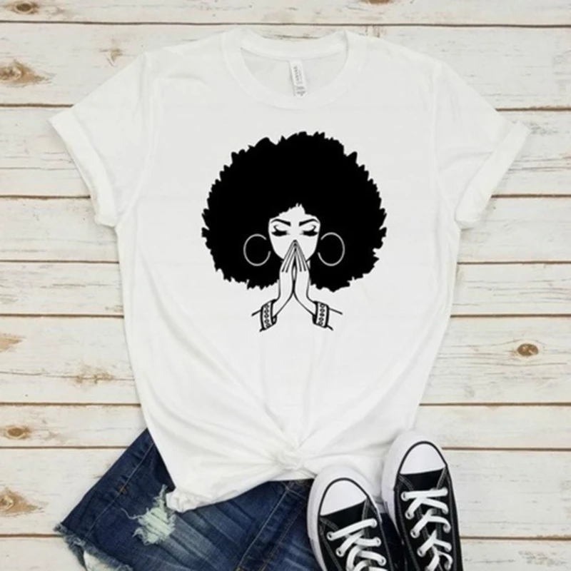 Стильная черная женская футболка с принтом меланин футболки Harajuku для женщин