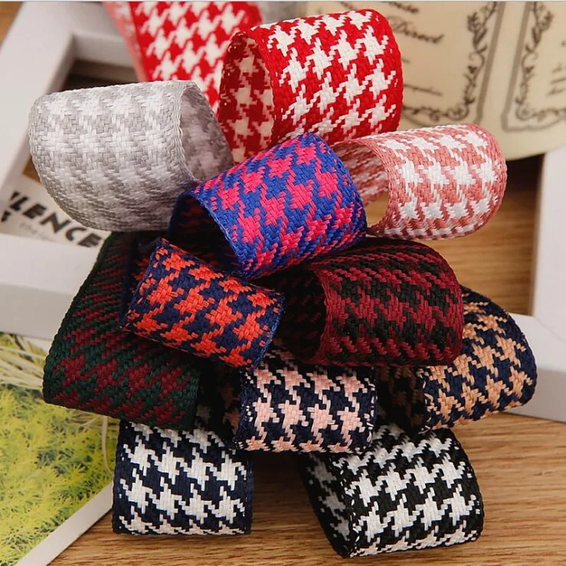Cotton Linen Lattice Printed Grosgrain Ribbons 5 yards 1" 25MM/1.5" 38MM For Hair Bows DIY Handmade Materials Y81103 ribbon decoration ribbon supplies grosgrain ribbon cotton ribbon sewing ribbon
