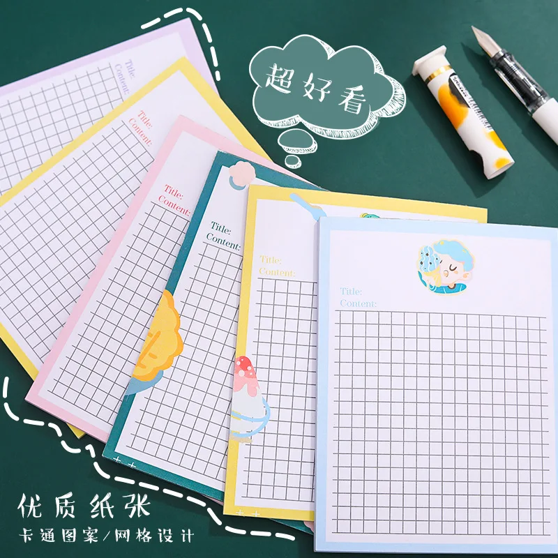 ins wind summer cool grid note book cartoon hand account paper portable memo kawaii school supplies |