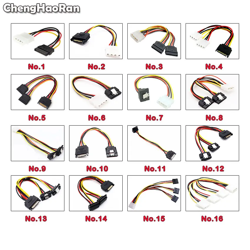 ChengHaoRan 6pin 8pin 4pin 15Pin SATA Male к 4Pin IDE Molex Female Dual кабель питания компьютерный 6p |