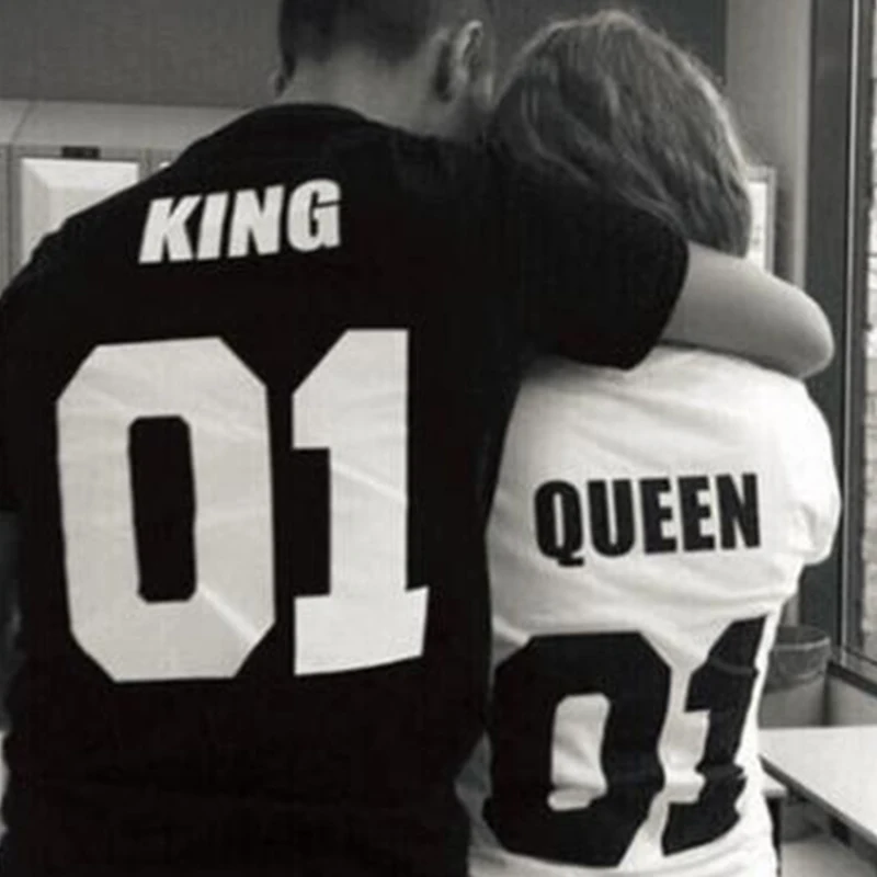 Женская летняя футболка с коротким рукавом и надписью|couple clothes|t shirt king queenshirt queen |