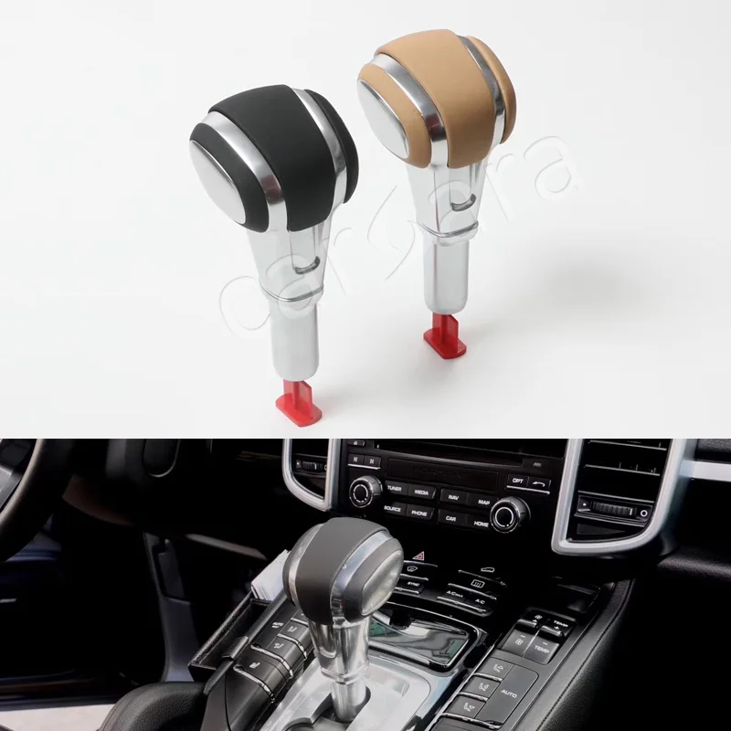 Original leather OEM Gear shift knob for Porsch e Cayenne 2011 to 2017 with Aluminum alloy black beige color | Автомобили и