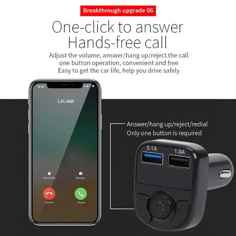 X22 Bluetooth 5,0 MP3 FM передатчик громкой связи 3.1A ЖК-дисплей автомобильное зарядное устройство