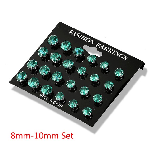 12 Pair/Pack White Shiny Wedding Stud Earrings Set For Women Men Crystal Jewelry Accessories Oorbellen Jewelry Earrings