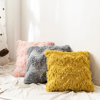 

Fashion Simple Cushion Cover Solid Color Wavy Stripe Pattern Soft Skin-friendly Throw Pillow Cover For Sofa Bedside Decor 50x50