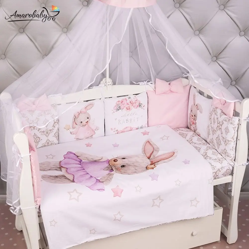 Комплект Premium в кроватку 18 предметов(6+12 бортиков на молнии) AmaroBaby, перкаль