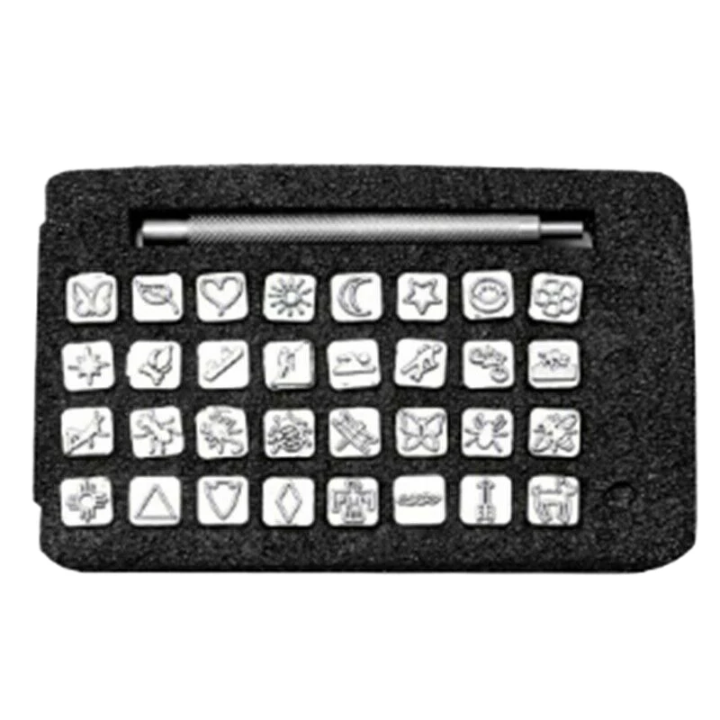 

Top-32Pcs Stamping Punch Tool for Leather Carving Stamp Tools DIY Tanned
