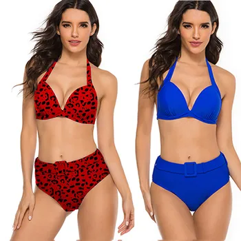 

2020 Fashion Sexy Women Biquini Push-Up Pad Ladies Camis Split Underwear Set Printing Bathing Suit For Bathers ropa de playa