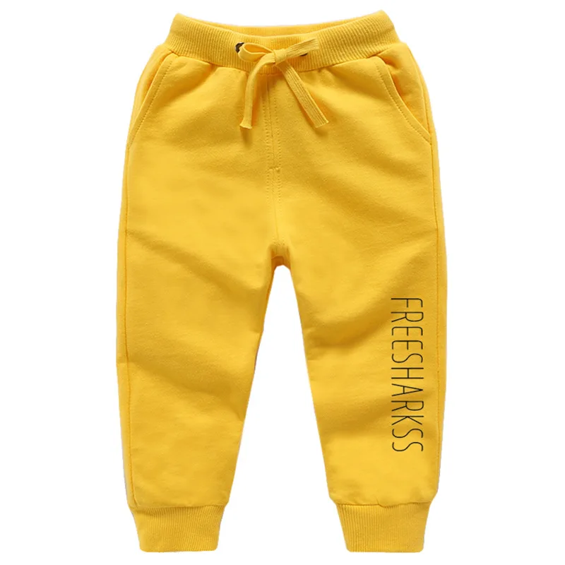 Детская одежда для мальчиков и девочек спортивные штаны для отдыха детские штаны с надписью для детей Хлопковые Штаны для детей от 3 до 10 лет, 7 цветов - Цвет: Yellow