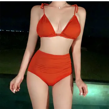 

Bikinis 2019 Woman Bikini Set Swim Suit Plus Size Swimwear Rashguard New High Waist Bathing Hot Print Polyester Sierra Surfer