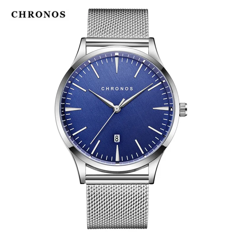 

CHRONOS 2019 Relogio Masculino Watches Men Fashion Sport Alloy Case Leather Band Watch Quartz Business Wristwatch Reloj