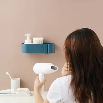

New Wall-mounted Hair Dryer Holder Bathroom Stand Hole-Free Shelf Adhesive Storage Hairdryer Holder Rack Organizer For Hairdryer