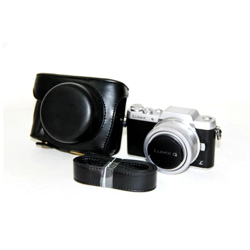 PU кожаный чехол для камеры Panasonic Lumix DC-GF10 GF9 GF8 GF7 GX900 GX950 GX850 GX800 сумка для камеры с плечевым ремнем - Цвет: Черный
