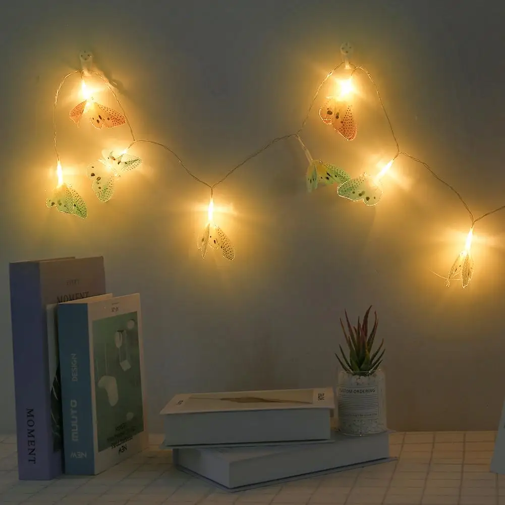 1,5 м 10LED романтическая подвеска в виде бабочки, декор для дня рождения, лампа, милый светильник для рождественской елки, украшения для спальни, патио, сада