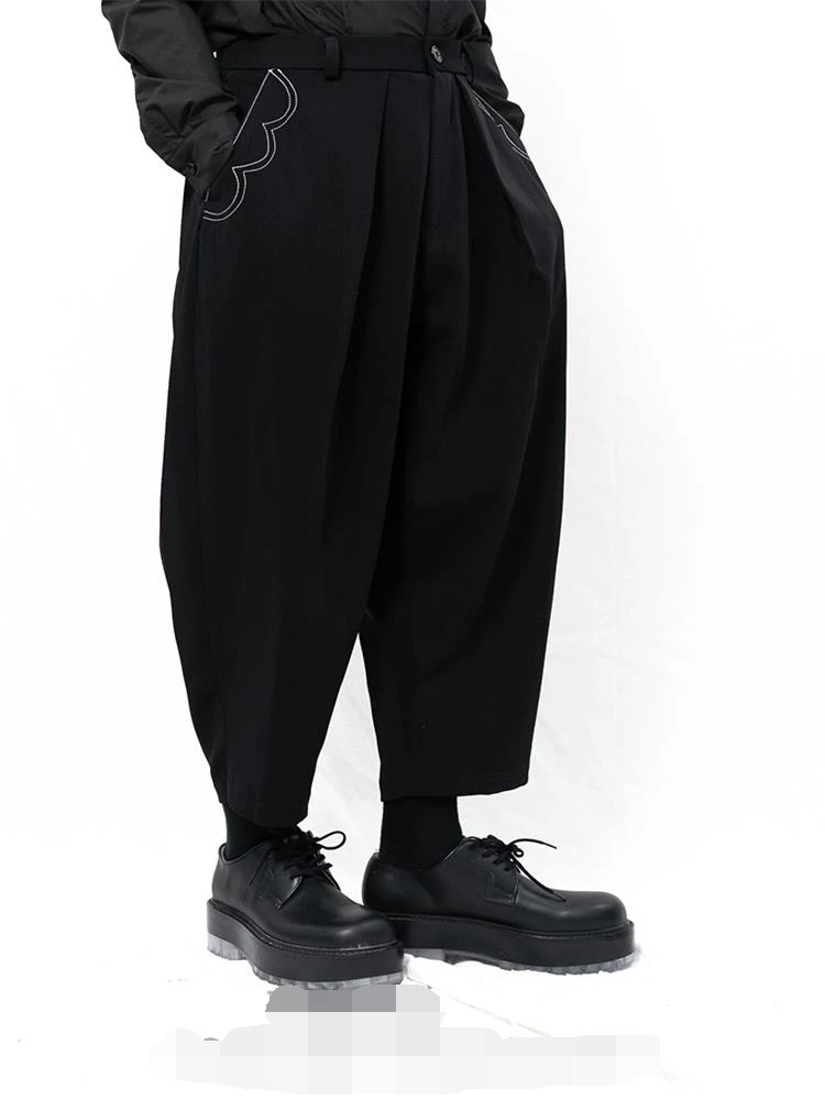 Men's new men's Yamamoto style casual pants long pants large size loose simple Harlem pants