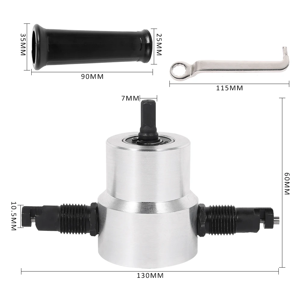 360 градусов с двойной головкой ниббл для резки металла лист Нибблер отверстие пилы резак сверлильный инструмент металлический лист сверло