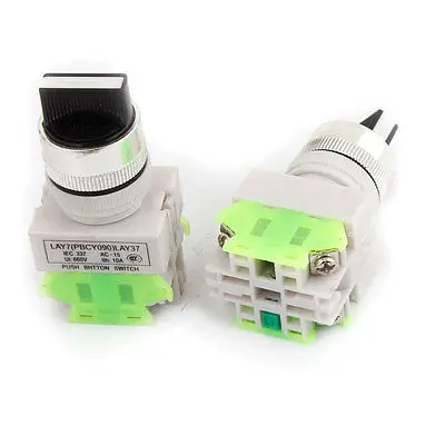 

2 Pcs Illuminated Red Head 2 Position Rotary Type Push Button Switch DPDT 660V