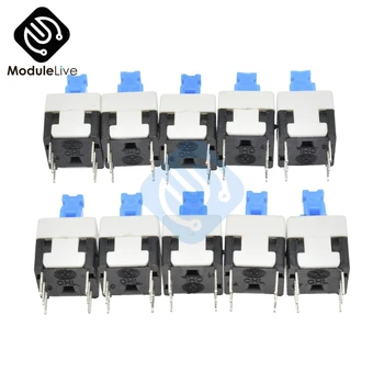 

10pcs NEW 8X8mm Blue Cap Self-locking Type Square Button Switch 8*8 mm