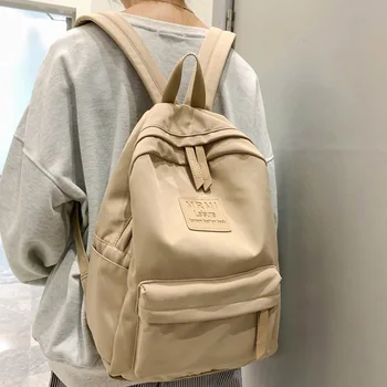 

Solid Color Backpack For Women 2020 Waterproof Nylon Multi Pocket Travel Backpacks Large Capacity School Bag For Teenage Girls