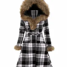 Dressily – manteau à capuche en fausse fourrure à carreaux pour femme, vêtement d'extérieur à simple boutonnage, mélange de laine, grande taille 3xl, collection automne-hiver 2021