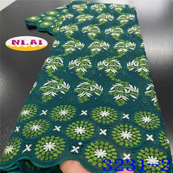 

Dry Lace Fabric Nigeria, Newest Fabric Embroidery Lace, Cotton Materials Nice Green For Dress Mr3231b