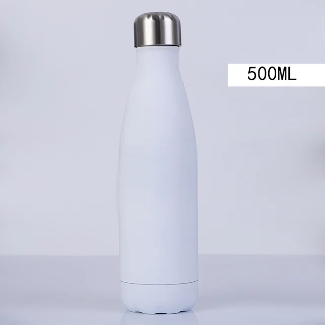 Personalised Pastel Water Bottles 500mL Slim Drink Bottle Custom Bottles With Decal Birthday Gifts Christmas Gifts White