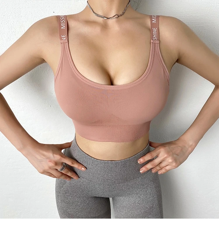 PEARLYNN Harness Sports Bra Women Unwired Active Underwear Push Up Without Bones Gym Seamless Sportswear Crop Top For Fitness
