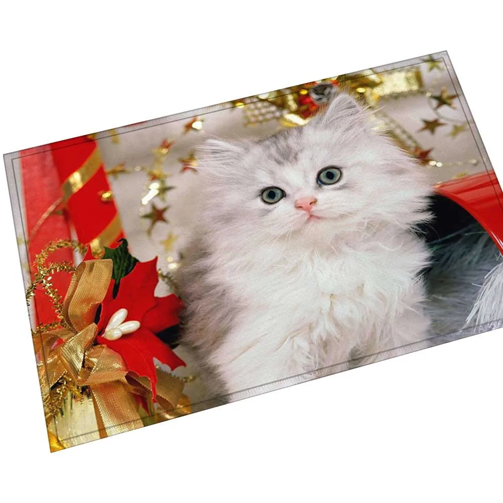 Cat Zeegle Рождественский напольный коврик напольный ковер для гостиной нескользящий коврик для спальни детский коврик для ног кухонный коврик - Цвет: Cat