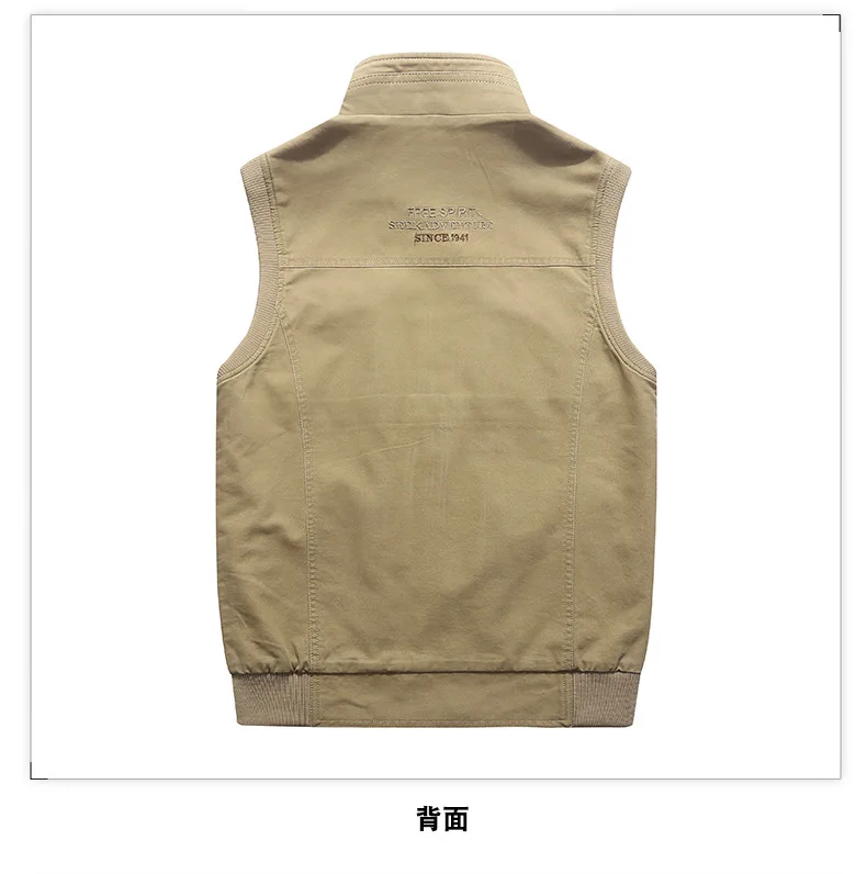 New Style Men Casual Vest Waistcoat Multi-pockets Pure Cotton Youth Loose And Plus-sized Vest Coat 9857