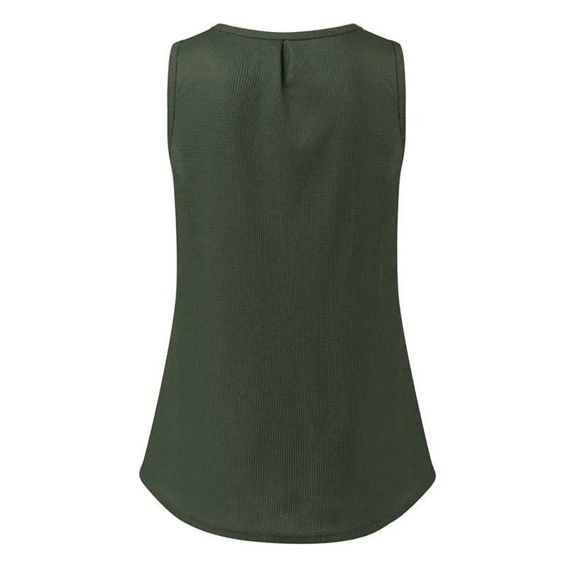 Womens V Neck Tank Tops Waffle Knit Sleeveless Tunic Casual Pleated Back Loose Shirts Tops Comfortable 40D30 (13)