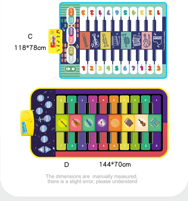 Crianças piano musical esteira do jogo do teclado do dueto 20 teclas piso  piano com 8 instrumento som 5 modos paly almofada de dança brinquedos  educatinal - AliExpress