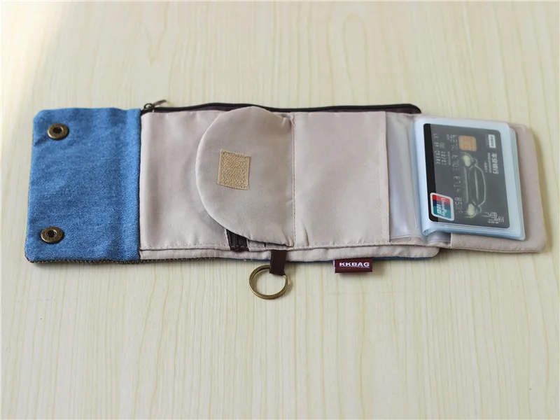 Handmade Three-Fold Fabric Wallet - Multi-Function Zipper Purse for Teens and Adults