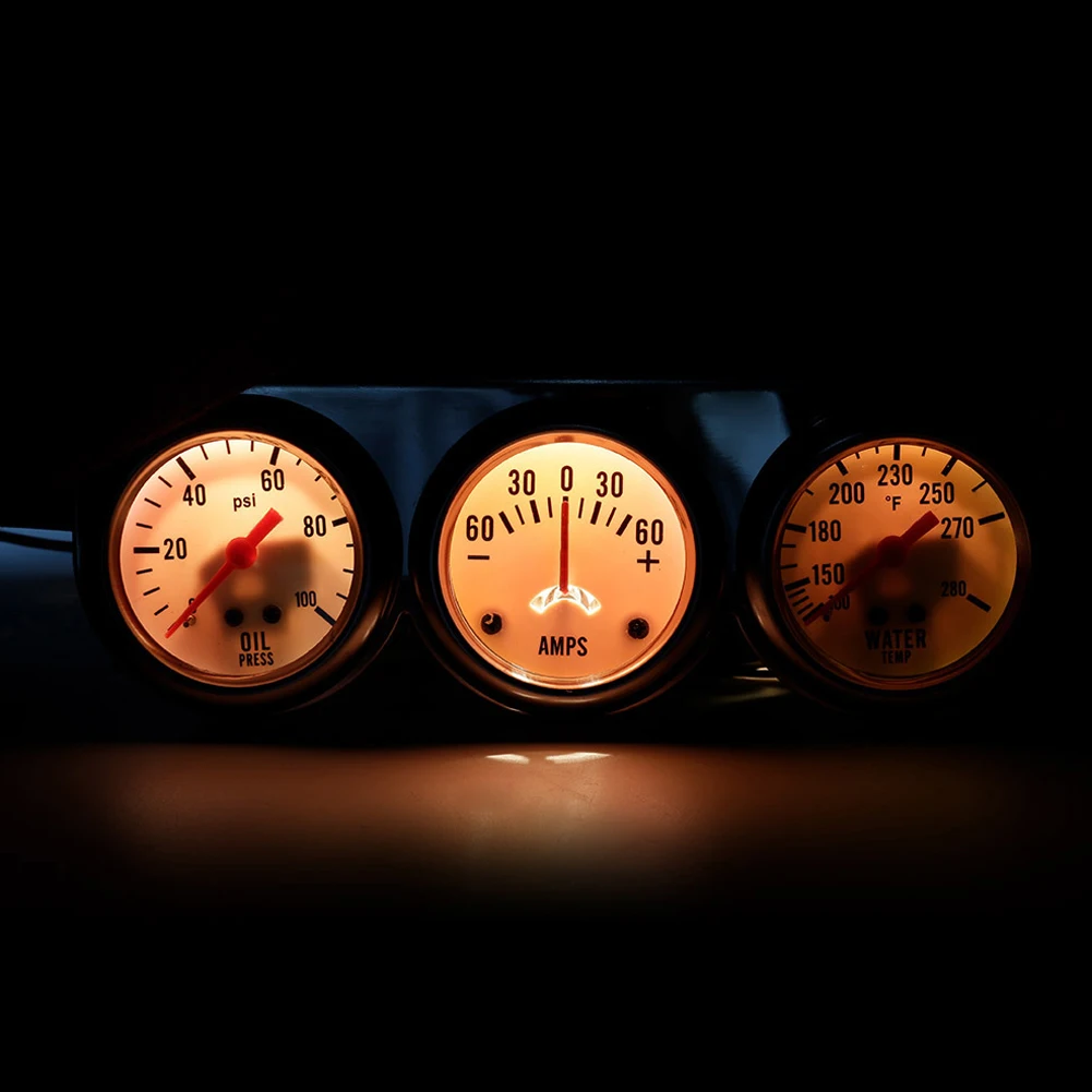 Автомобильный хромированный манометр измеритель температуры и давления масла с