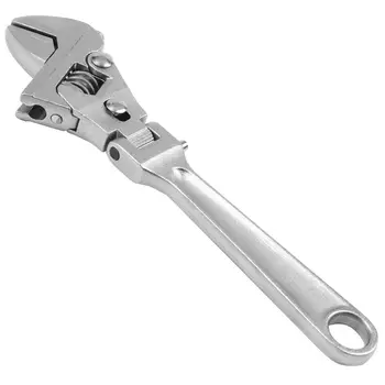 

8 Inch Adjustable Ratchet Wrench Folding Handle Dual-Purpose Pipe Wrench Spanner Key Hand Tool
