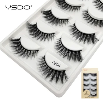 

YSDO 5 Pairs Eyelashes Hand Made Mink Eyelashes 3D Mink Hair Lashes Natural Long False Eye Lashes Makeup Cilios Winged Lashes 04