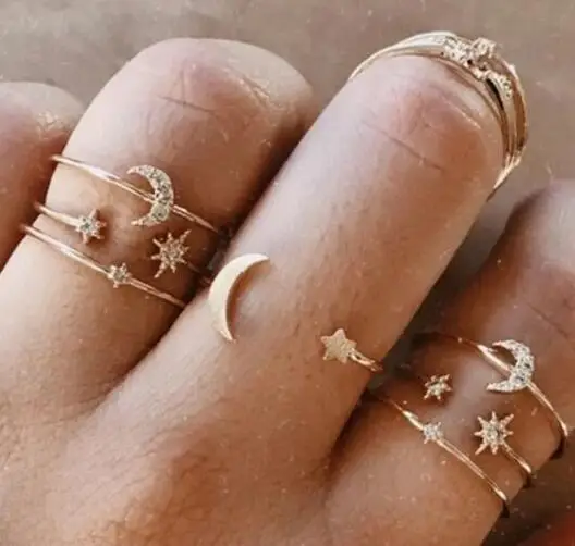 Бохо акриловый набор серебряных колец для женщин круглые женские кольца на пальцы фаланги индивидуальность девушка себе ювелирные изделия