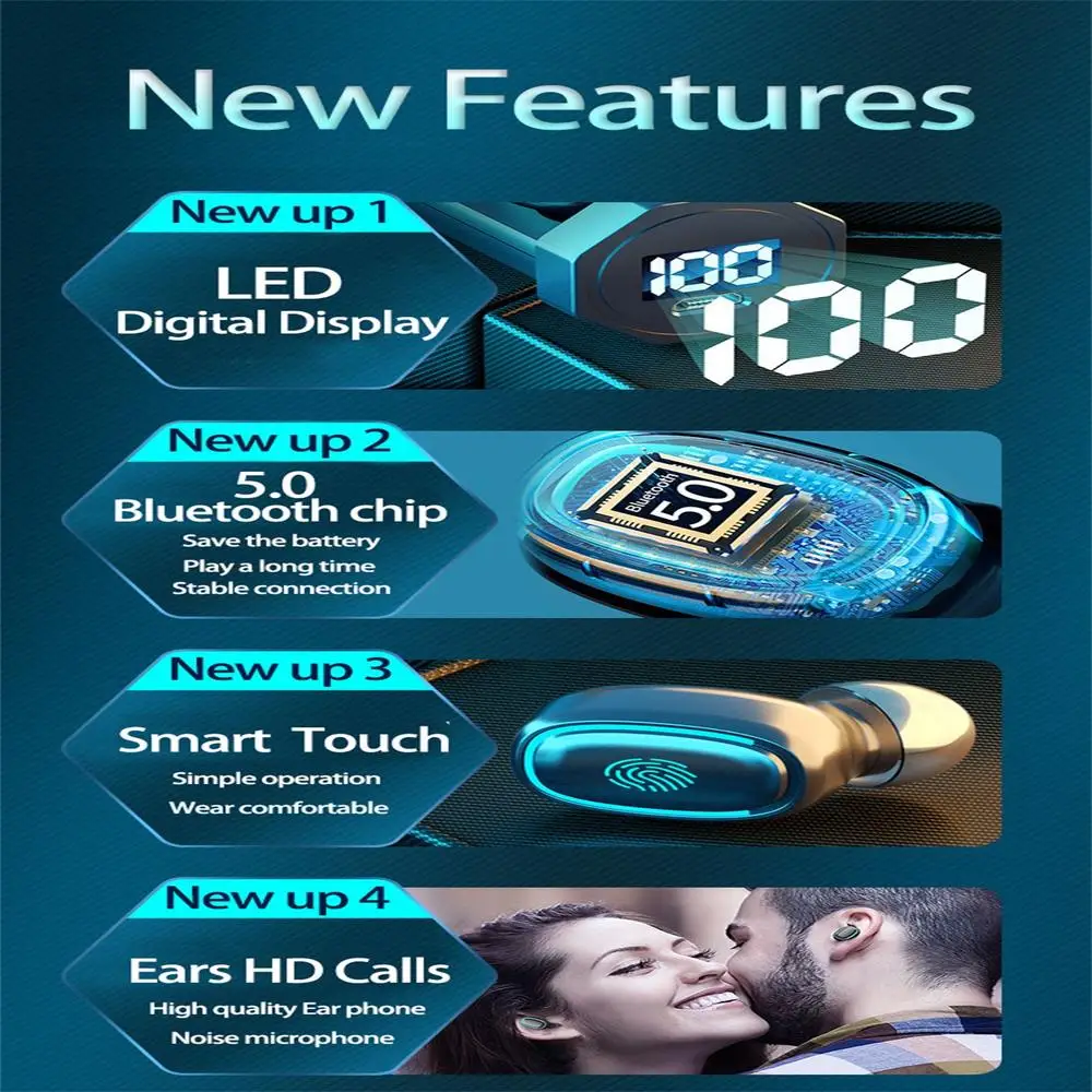 TWS Bluetooth 5 0 Earphone LED Display HiFi Double Voice Channel Wireless Earpiece Sport Waterproof Headset Fit All Smartphone