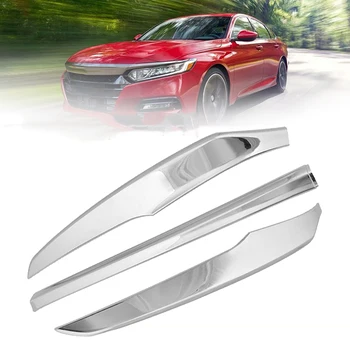 

3pcs Chrome Plated ABS Silver Air Knife Front Bumper Auto Body Kits Lip Splitter For Honda Accord 2018 2019